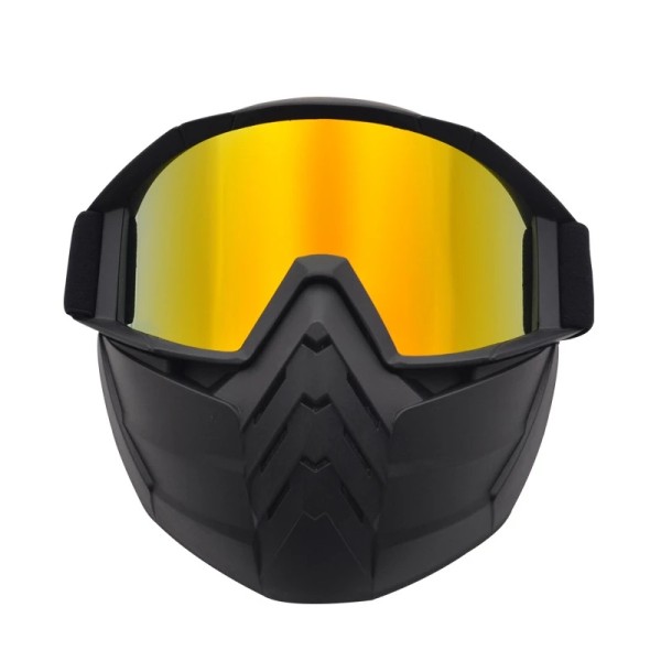 Face protection mask, made from hard plastic + ski goggles, multicolor lenses, model MD02